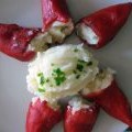 Pimientos de piquillo y puré de patatas