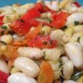 Judías blancas con pimiento rojo y verde